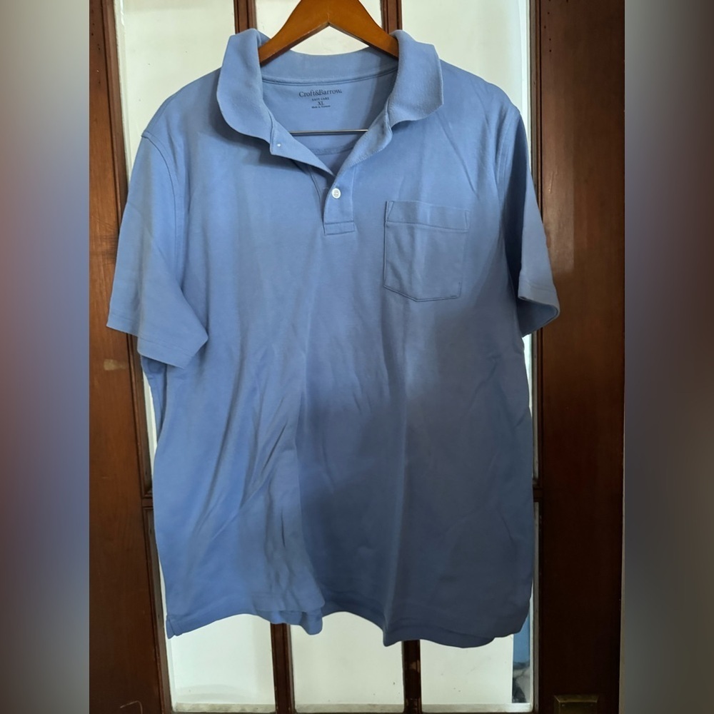 Croft & Barrow Blue Polo Shirt Relaxed Fit Cotton Blend - Picture 4 of 5